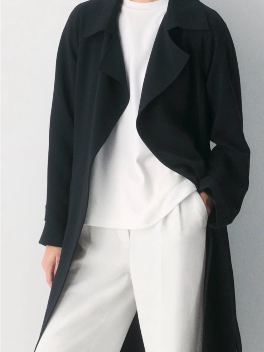 Aritzia Black Open Front Draped Trench Coat